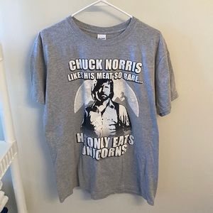 Gildan ring spun Chuck Norris Vtg grey T-shirt Sz Large